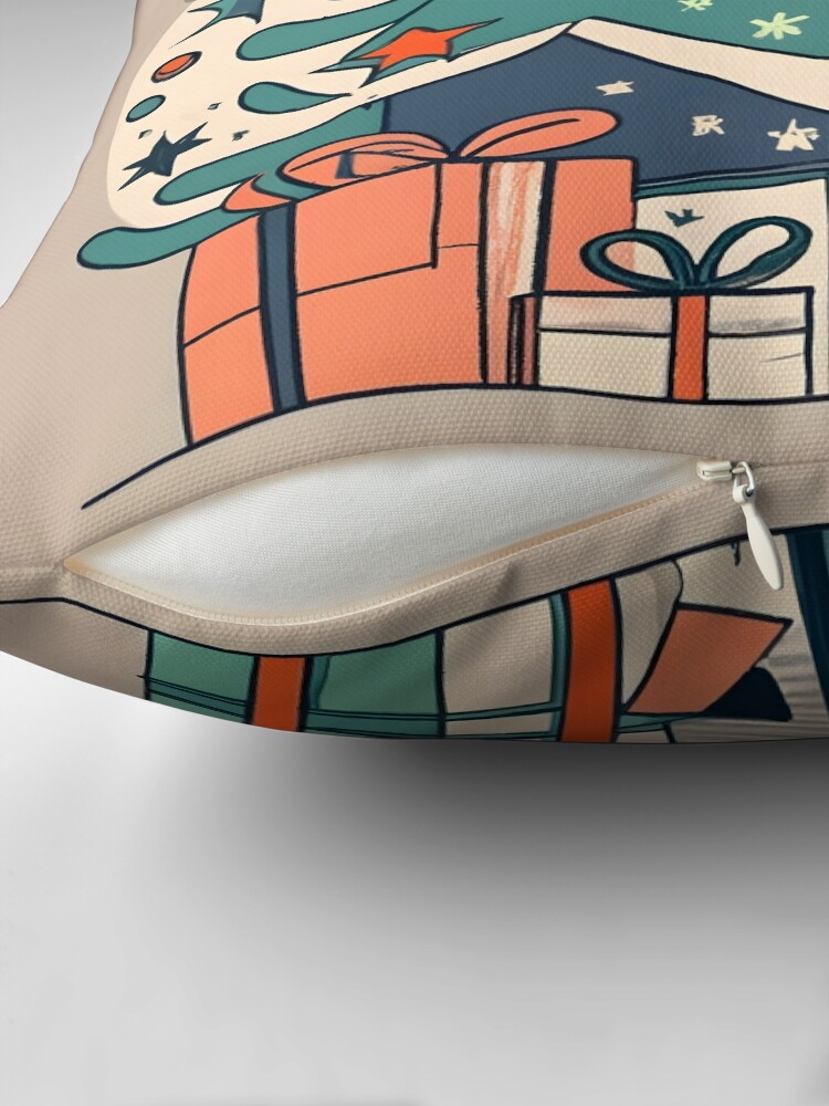 Thumbnail 2 of 4, Pillow, Modern Christmas Tree Minimalistic Drawing designed and sold by Patricks-Art.