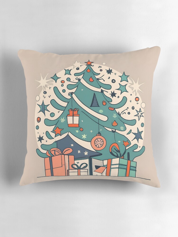 Thumbnail 3 of 4, Pillow, Modern Christmas Tree Minimalistic Drawing designed and sold by Patricks-Art.
