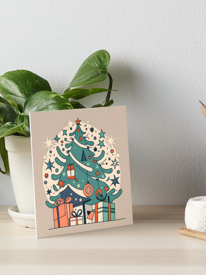 Thumbnail 1 of 2, Art Board Print, Modern Christmas Tree Minimalistic Drawing designed and sold by Patricks-Art.