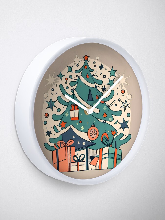 Thumbnail 1 of 4, Clock, Modern Christmas Tree Minimalistic Drawing designed and sold by Patricks-Art.