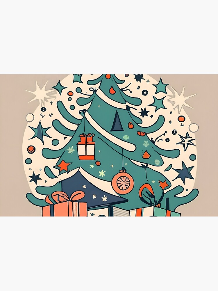 Thumbnail 4 of 4, Zipper Pouch, Modern Christmas Tree Minimalistic Drawing designed and sold by Patricks-Art.