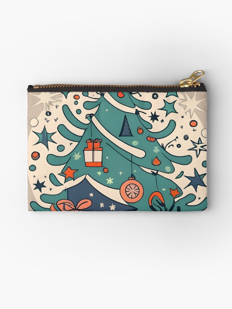 Thumbnail 1 of 4, Zipper Pouch, Modern Christmas Tree Minimalistic Drawing designed and sold by Patricks-Art.