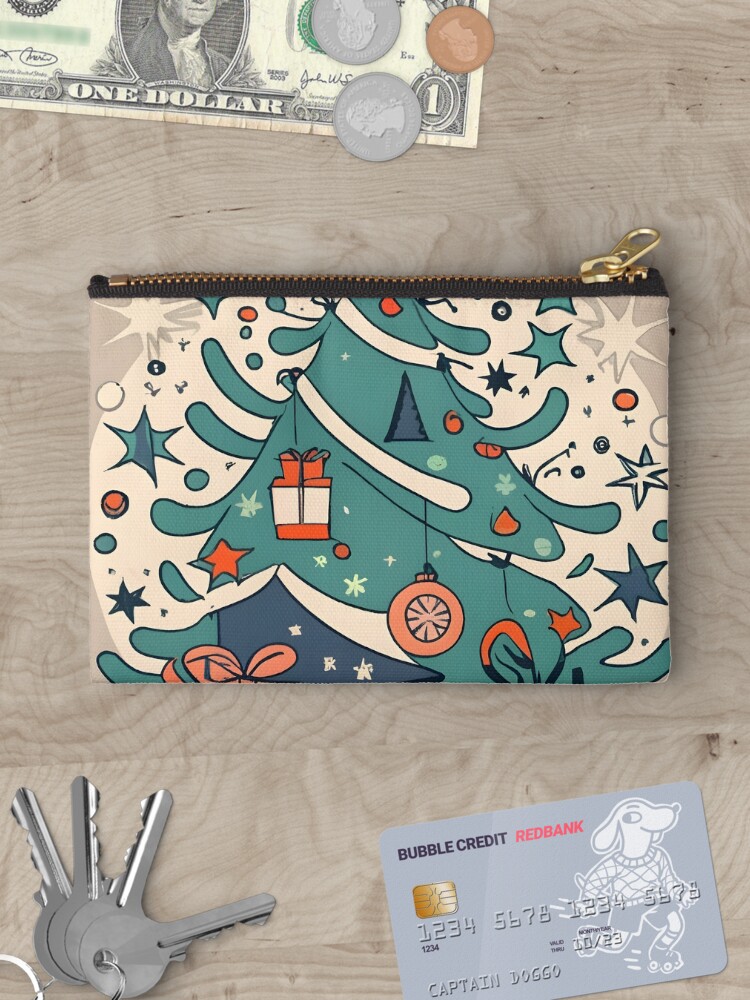 Thumbnail 3 of 4, Zipper Pouch, Modern Christmas Tree Minimalistic Drawing designed and sold by Patricks-Art.