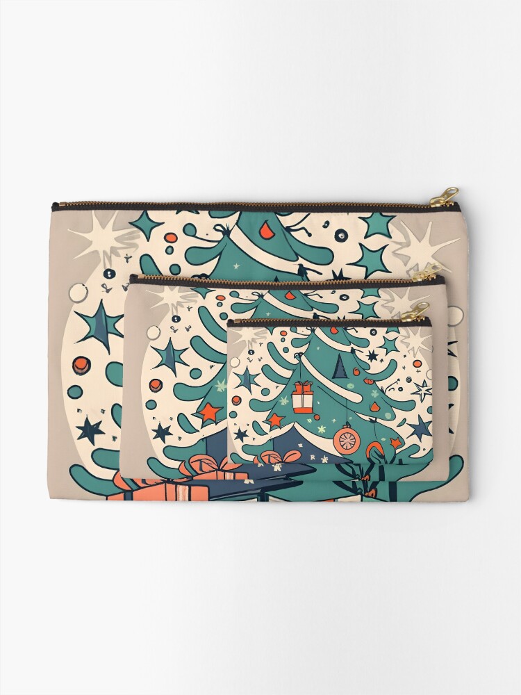 Thumbnail 2 of 4, Zipper Pouch, Modern Christmas Tree Minimalistic Drawing designed and sold by Patricks-Art.