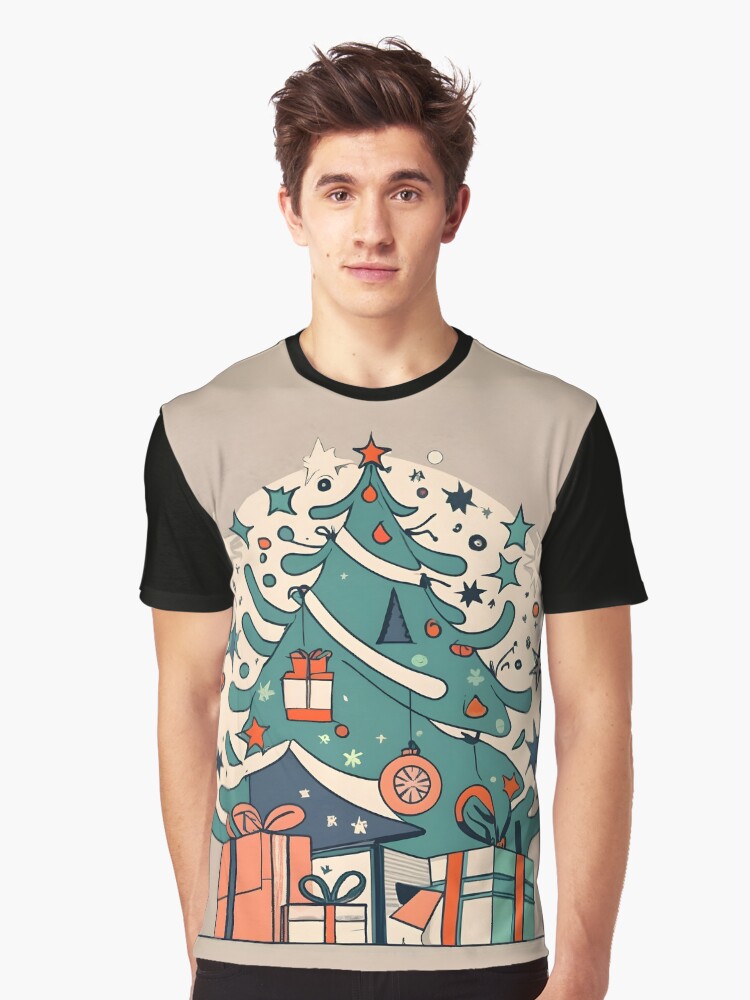 Thumbnail 1 of 5, Graphic T-Shirt, Modern Christmas Tree Minimalistic Drawing designed and sold by Patricks-Art.