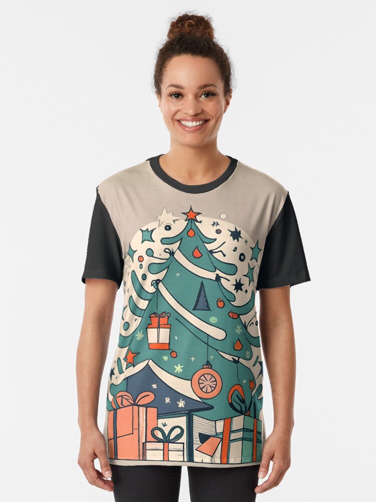 Thumbnail 2 of 5, Graphic T-Shirt, Modern Christmas Tree Minimalistic Drawing designed and sold by Patricks-Art.