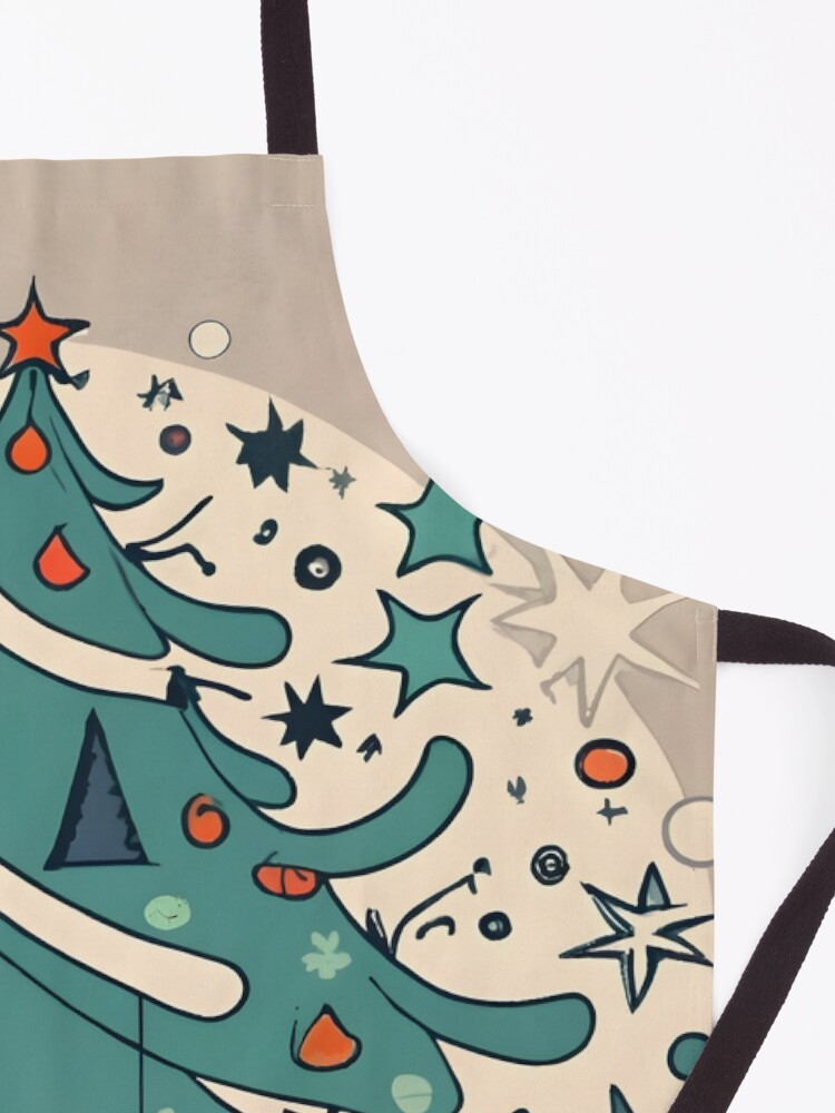 Thumbnail 3 of 6, Apron, Modern Christmas Tree Minimalistic Drawing designed and sold by Patricks-Art.