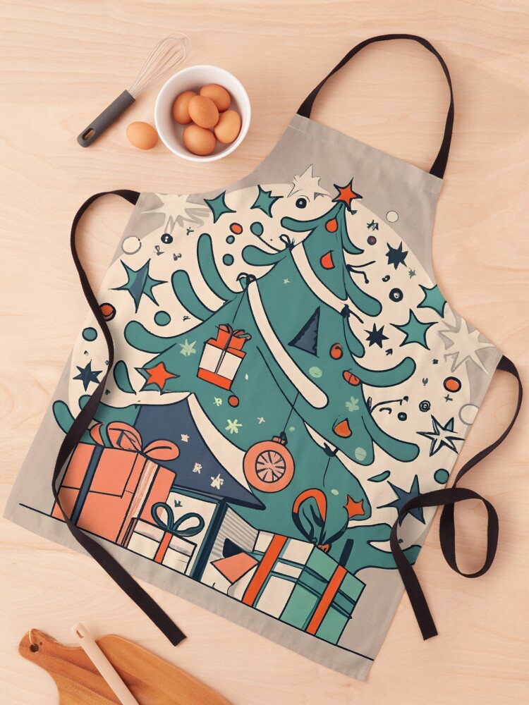 Thumbnail 1 of 6, Apron, Modern Christmas Tree Minimalistic Drawing designed and sold by Patricks-Art.