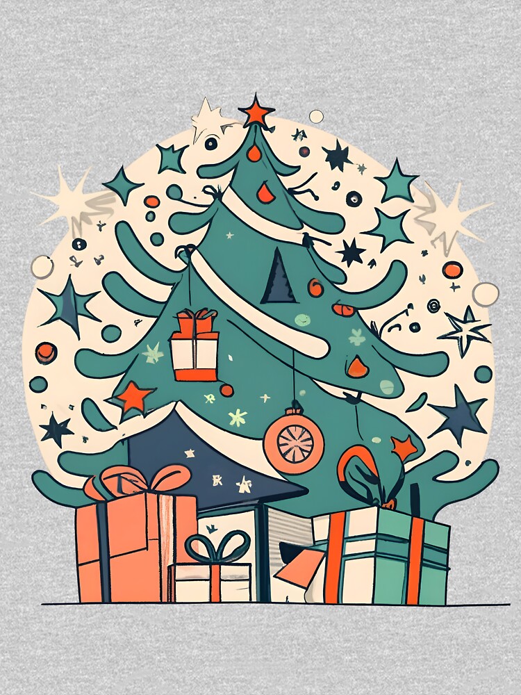 Thumbnail 3 of 3, Fitted V-Neck T-Shirt, Modern Christmas Tree Minimalistic Drawing designed and sold by Patricks-Art.