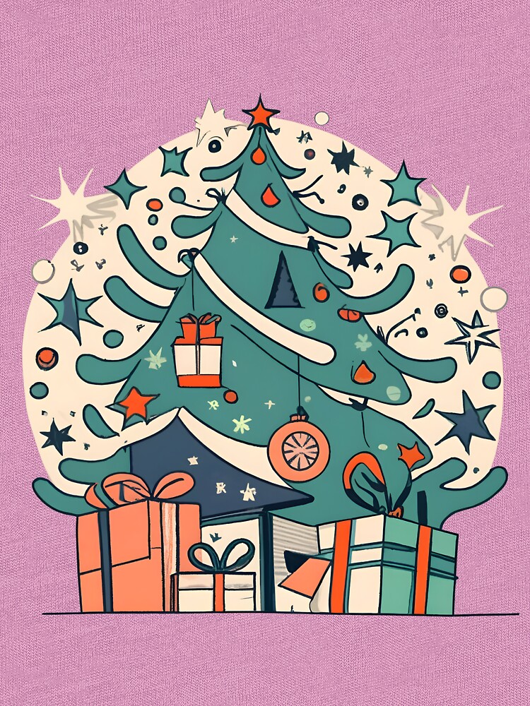 Thumbnail 7 of 7, Tri-blend T-Shirt, Modern Christmas Tree Minimalistic Drawing designed and sold by Patricks-Art.