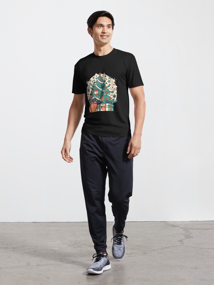 Thumbnail 5 of 7, Active T-Shirt, Modern Christmas Tree Minimalistic Drawing designed and sold by Patricks-Art.