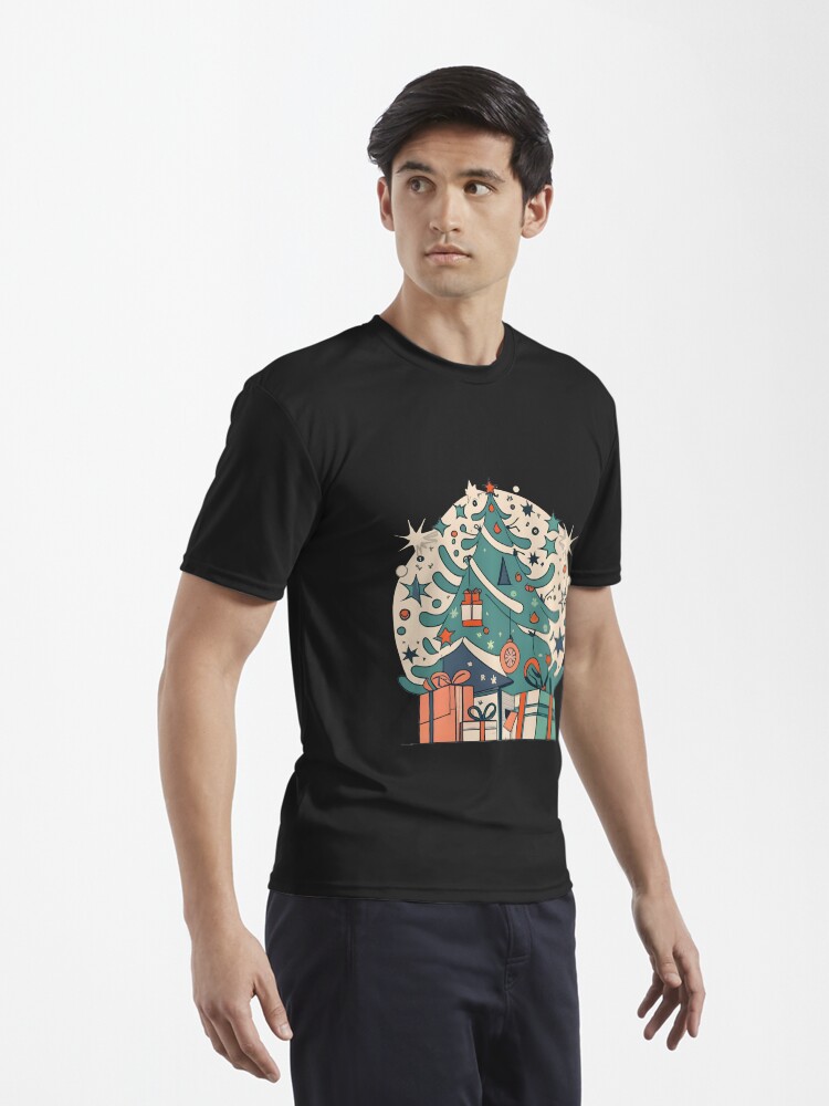 Thumbnail 3 of 7, Active T-Shirt, Modern Christmas Tree Minimalistic Drawing designed and sold by Patricks-Art.