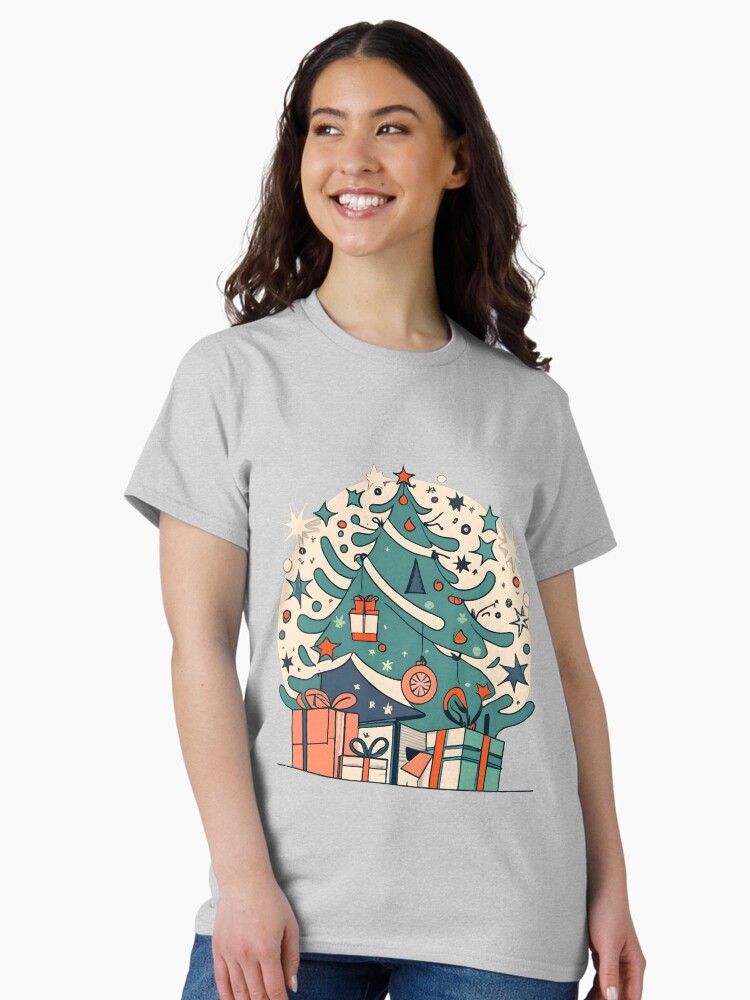 Thumbnail 2 of 7, Classic T-Shirt, Modern Christmas Tree Minimalistic Drawing designed and sold by Patricks-Art.