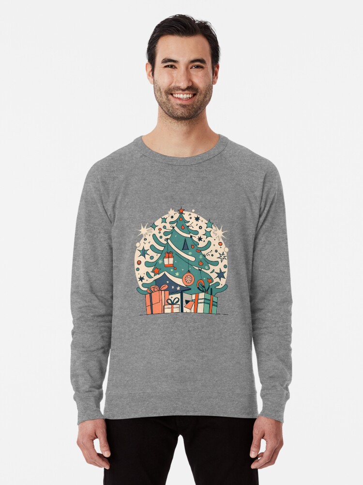 Thumbnail 1 of 5, Lightweight Sweatshirt, Modern Christmas Tree Minimalistic Drawing designed and sold by Patricks-Art.
