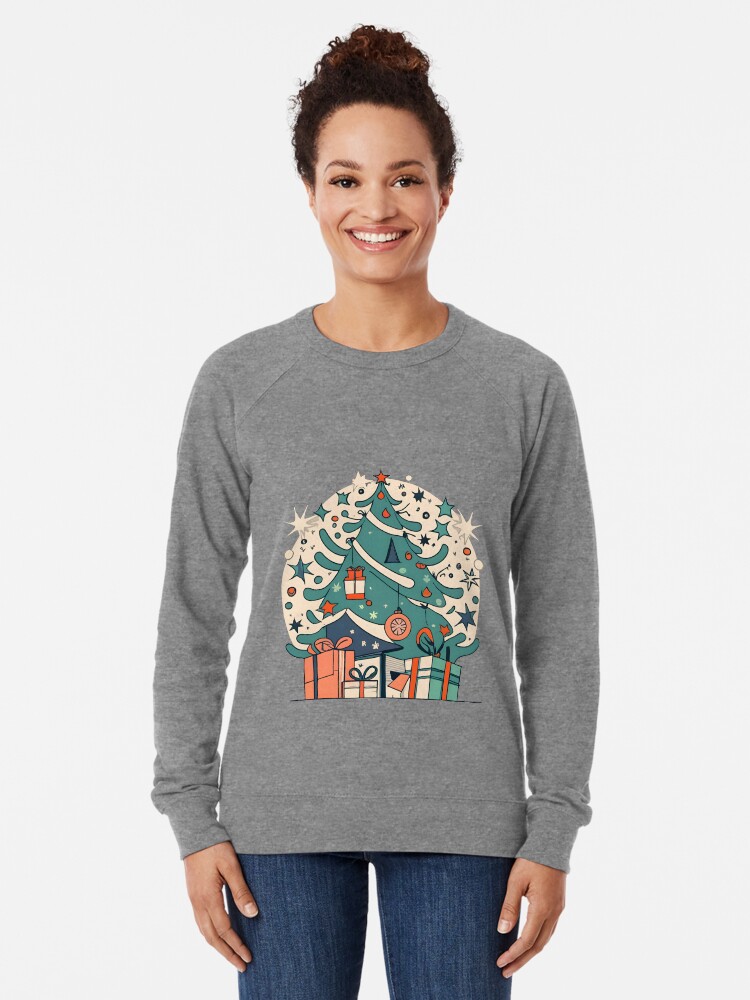 Thumbnail 2 of 5, Lightweight Sweatshirt, Modern Christmas Tree Minimalistic Drawing designed and sold by Patricks-Art.