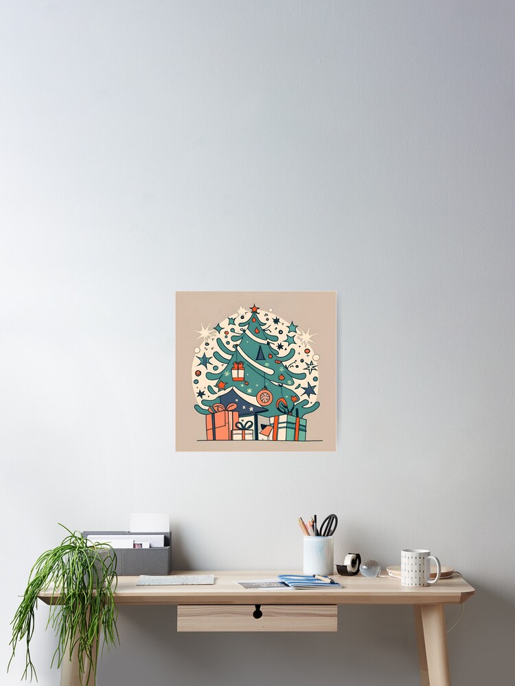 Thumbnail 2 of 3, Poster, Modern Christmas Tree Minimalistic Drawing designed and sold by Patricks-Art.
