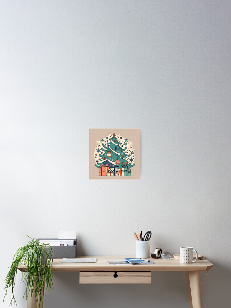 Thumbnail 2 of 3, Poster, Modern Christmas Tree Minimalistic Drawing designed and sold by Patricks-Art.