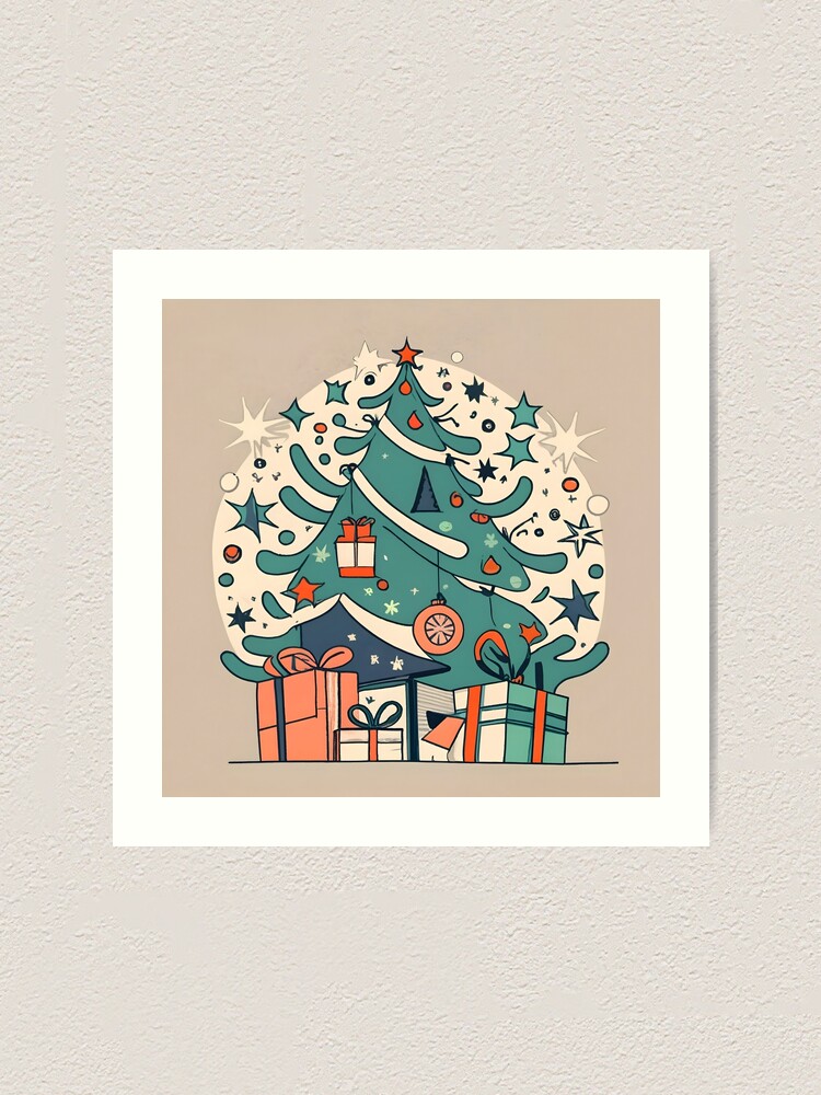 Thumbnail 1 of 3, Art Print, Modern Christmas Tree Minimalistic Drawing designed and sold by Patricks-Art.
