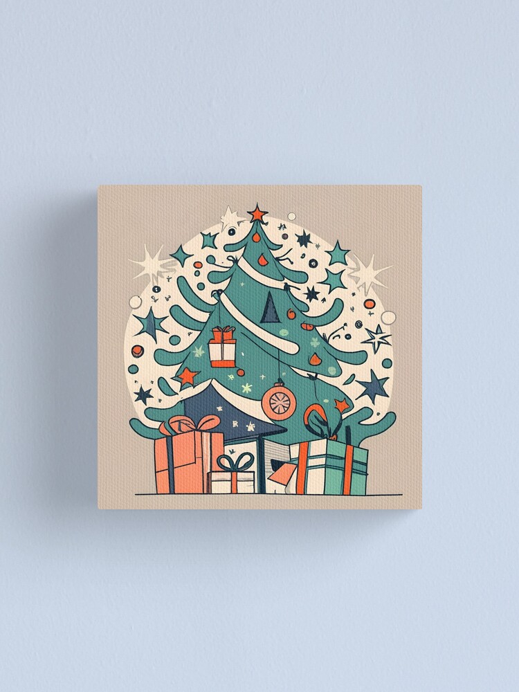 Thumbnail 1 of 3, Canvas Print, Modern Christmas Tree Minimalistic Drawing designed and sold by Patricks-Art.
