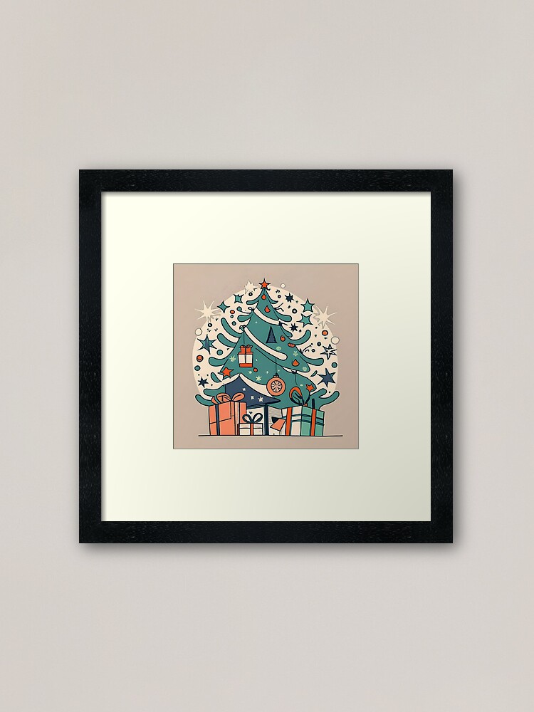 Thumbnail 1 of 7, Framed Art Print, Modern Christmas Tree Minimalistic Drawing designed and sold by Patricks-Art.