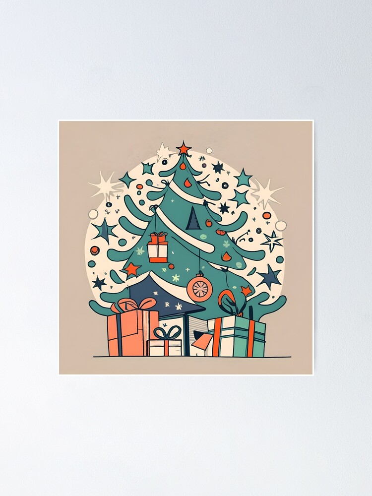 Thumbnail 1 of 3, Poster, Modern Christmas Tree Minimalistic Drawing designed and sold by Patricks-Art.