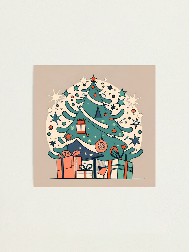 Thumbnail 1 of 3, Photographic Print, Modern Christmas Tree Minimalistic Drawing designed and sold by Patricks-Art.
