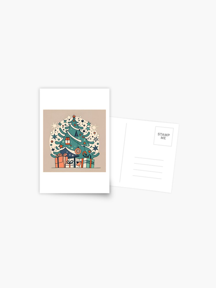 Thumbnail 1 of 2, Postcard, Modern Christmas Tree Minimalistic Drawing designed and sold by Patricks-Art.
