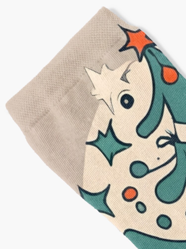 Thumbnail 2 of 5, Socks, Modern Christmas Tree Minimalistic Drawing designed and sold by Patricks-Art.