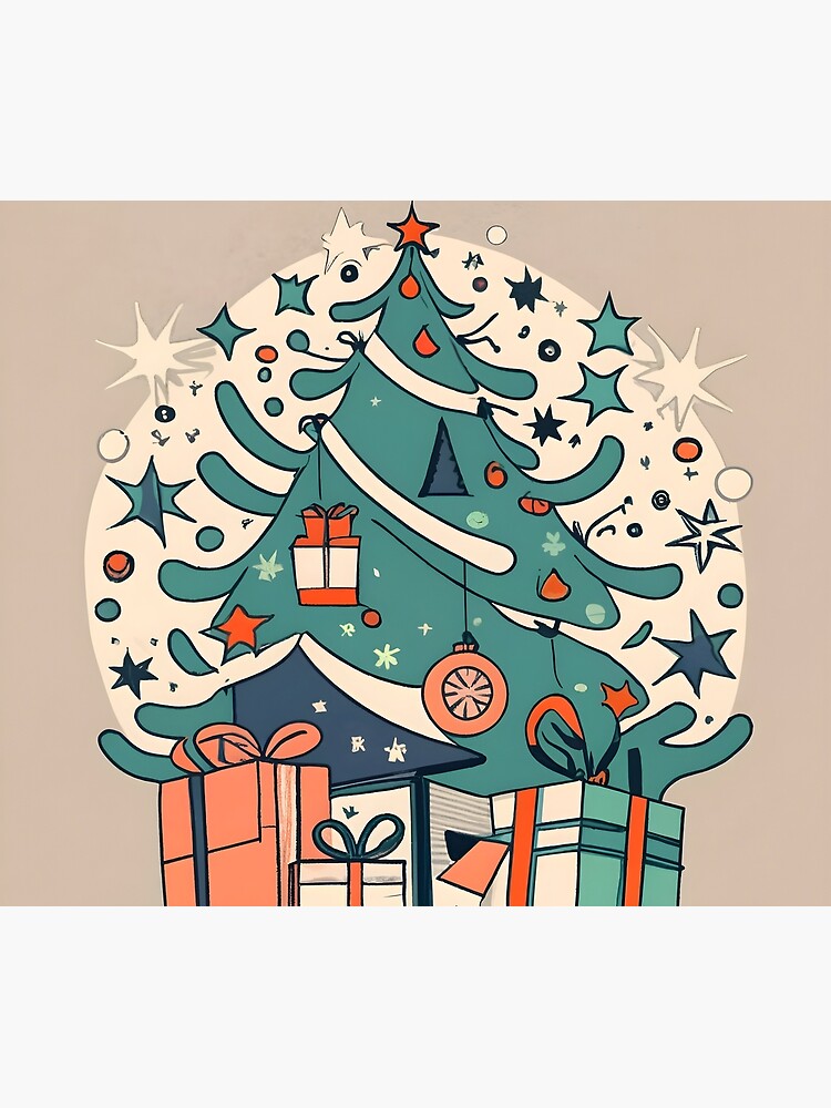 Thumbnail 6 of 6, Throw Blanket, Modern Christmas Tree Minimalistic Drawing designed and sold by Patricks-Art.