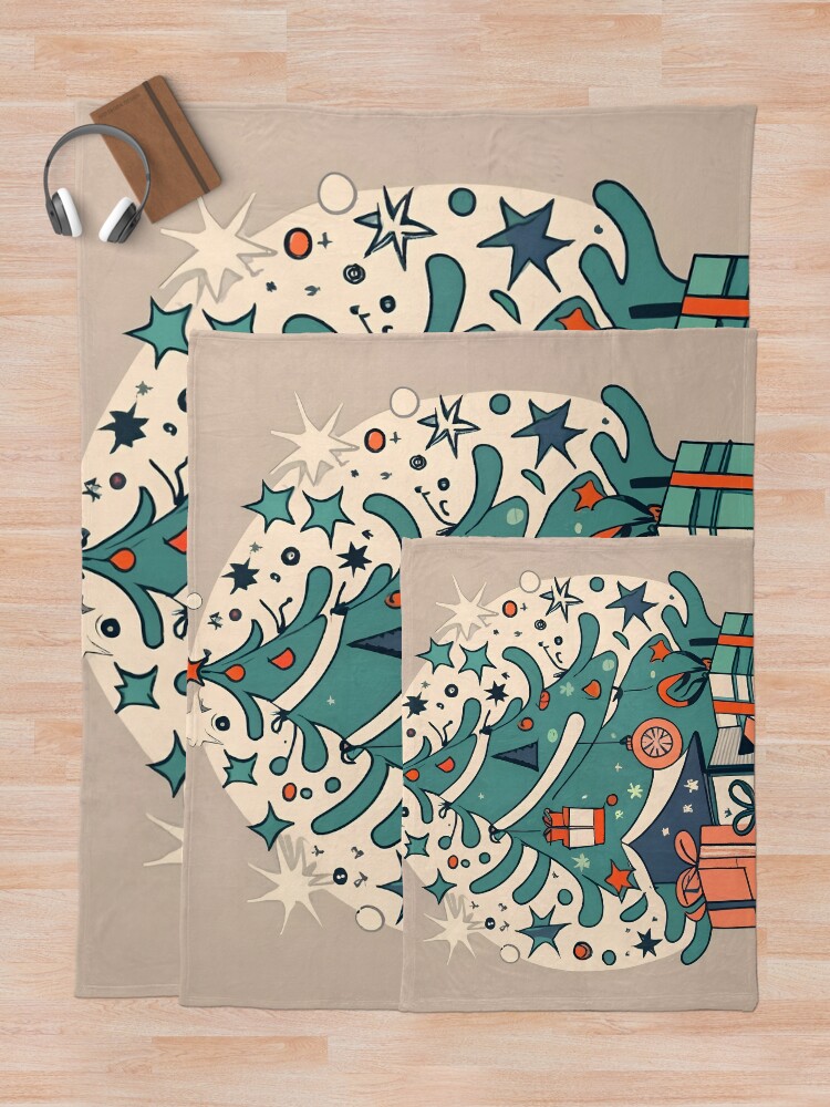 Thumbnail 5 of 6, Throw Blanket, Modern Christmas Tree Minimalistic Drawing designed and sold by Patricks-Art.