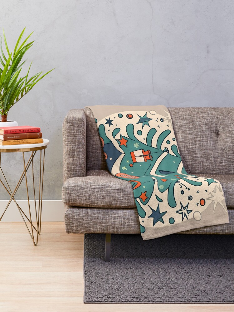 Thumbnail 2 of 6, Throw Blanket, Modern Christmas Tree Minimalistic Drawing designed and sold by Patricks-Art.