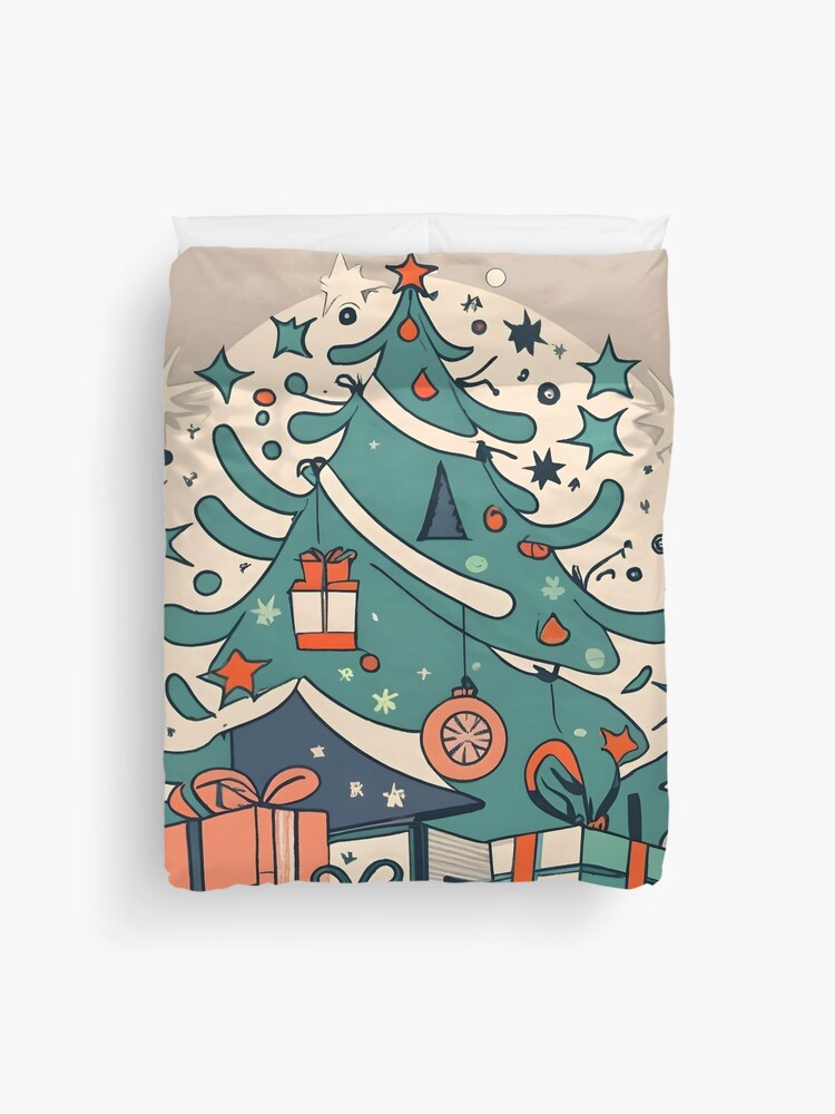 Thumbnail 1 of 2, Duvet Cover, Modern Christmas Tree Minimalistic Drawing designed and sold by Patricks-Art.