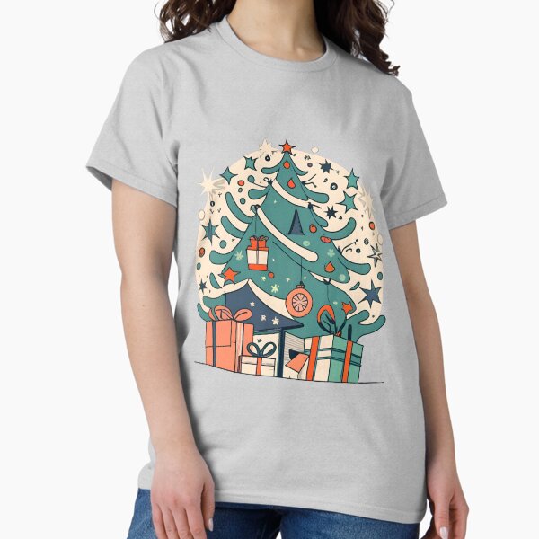 Modern Christmas Tree Minimalistic Drawing Classic T-Shirt