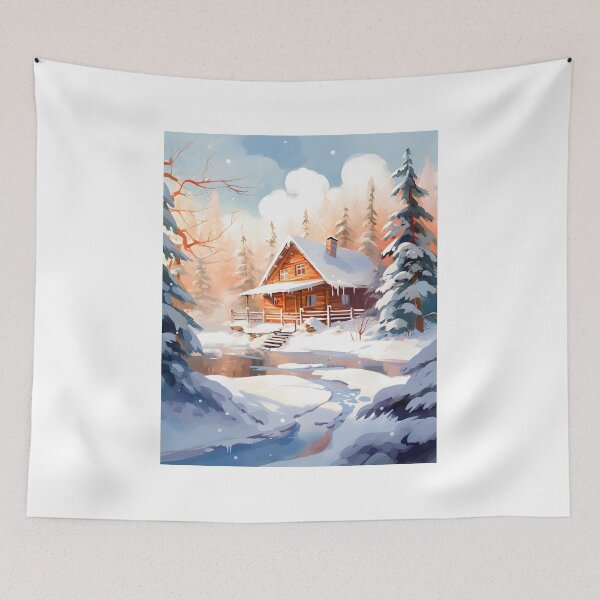 Item preview, Cozy Retreat: Winter Cabin Watercolor designed and sold by Shirtastically.
