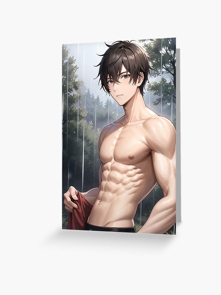 Muscular Anime Boy | Greeting Card