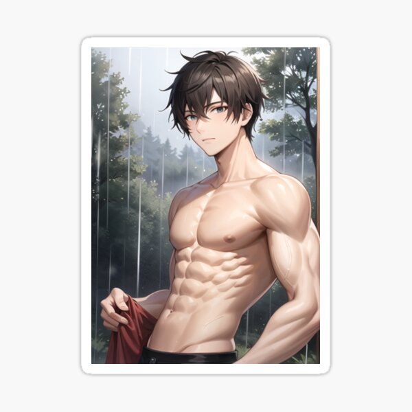 Muscular Anime Guy Sticker for Sale by baraclub