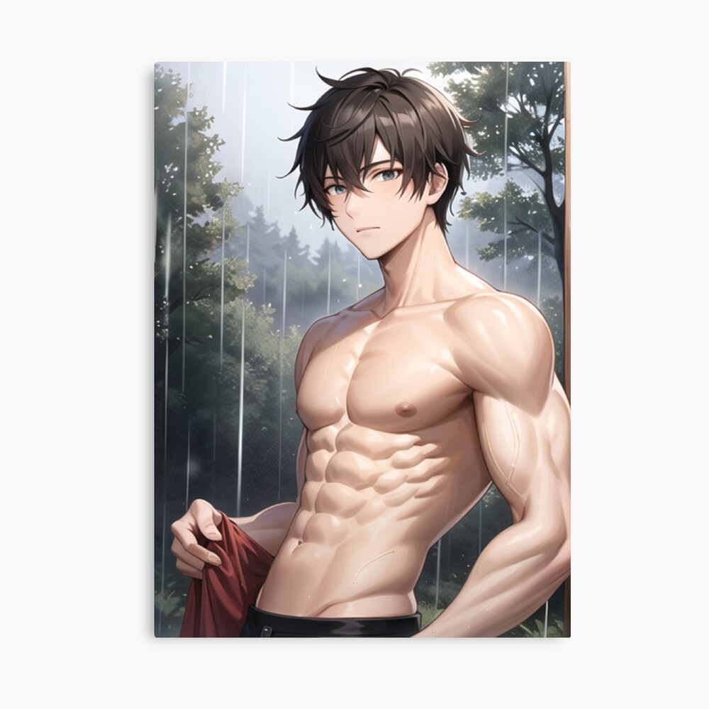 Shirtless Anime Boy Rain Forest | Art Board Print