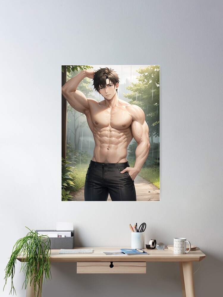 Muscular Anime Guy Sticker for Sale by baraclub