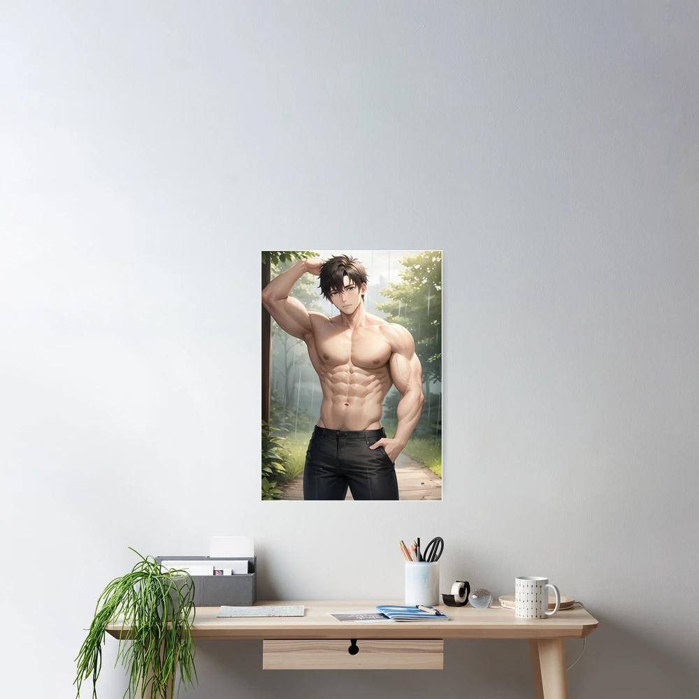 Muscular Anime Boy Poster for Sale by baraclub