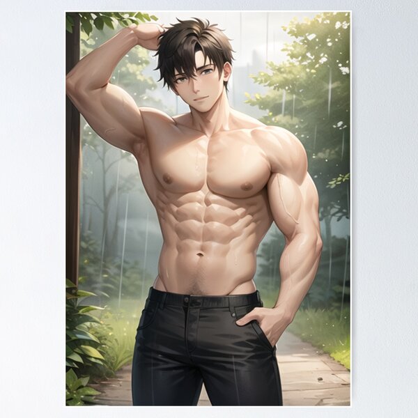 Muscular Anime Boy Poster for Sale by baraclub