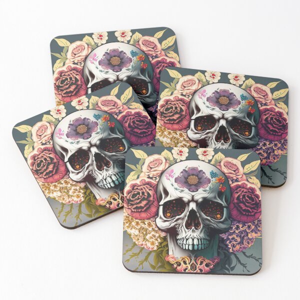 Item preview, flower skull designed and sold by SweetDonatoo.