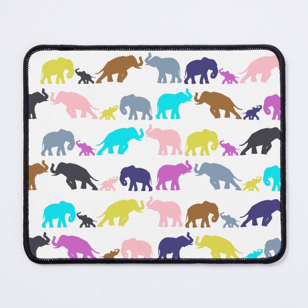 Item preview, Elephants on Parade, colorful blue, gray black pink designed and sold by WildCanyon.