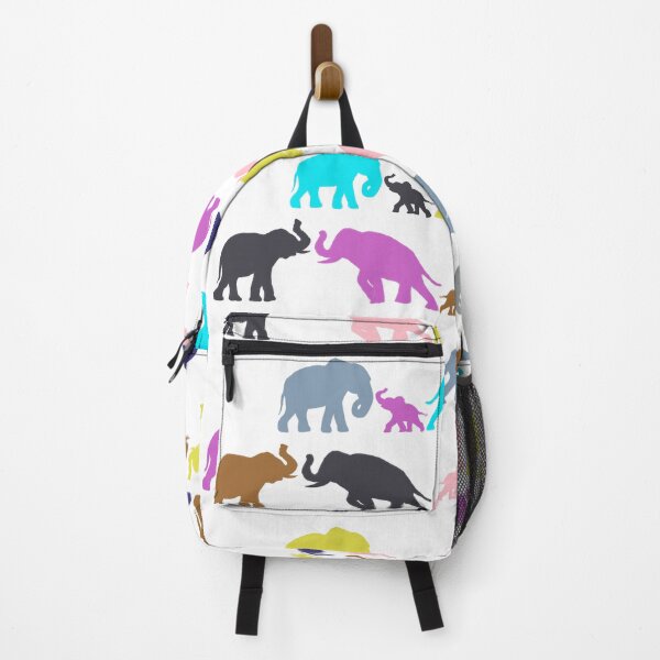 Item preview, Elephants on Parade, colorful blue, gray black pink designed and sold by WildCanyon.