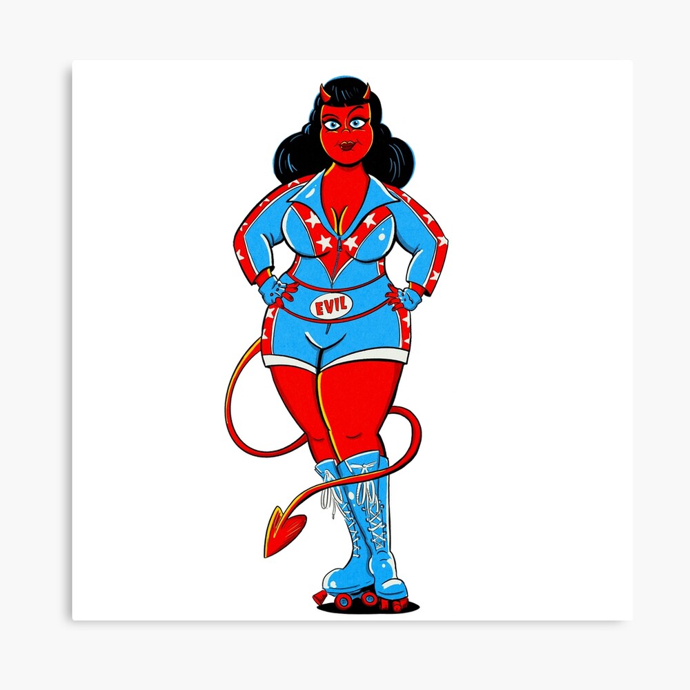 Hell on Wheels Curvy Roller Derby Rockabilly Devil Girl Pinup 