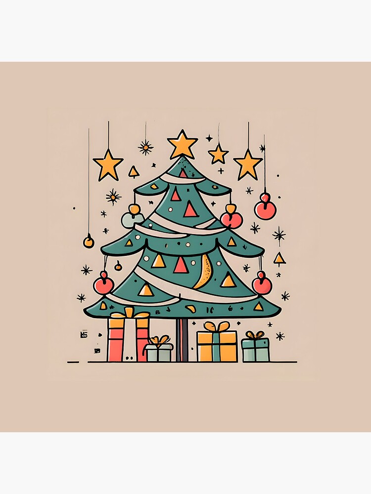 Thumbnail 3 of 3, Pin, Modern Christmas Tree Minimalistic Drawing designed and sold by Patricks-Art.