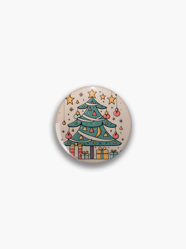 Thumbnail 1 of 3, Pin, Modern Christmas Tree Minimalistic Drawing designed and sold by Patricks-Art.
