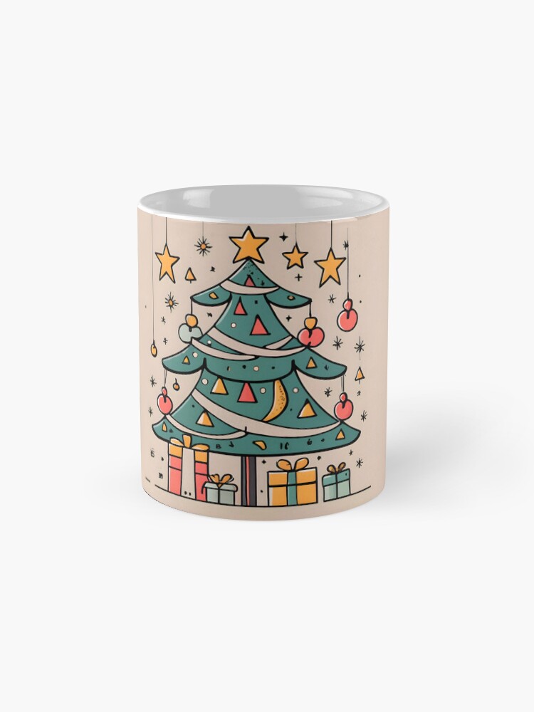 Thumbnail 4 of 6, Coffee Mug, Modern Christmas Tree Minimalistic Drawing designed and sold by Patricks-Art.
