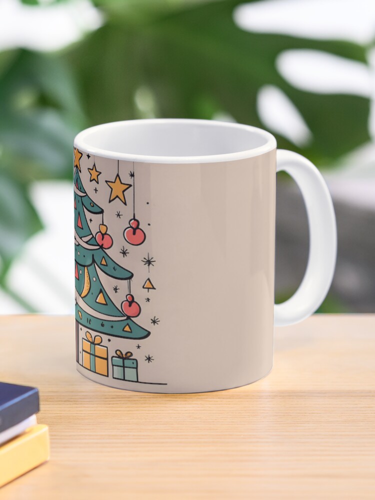 Thumbnail 1 of 6, Coffee Mug, Modern Christmas Tree Minimalistic Drawing designed and sold by Patricks-Art.