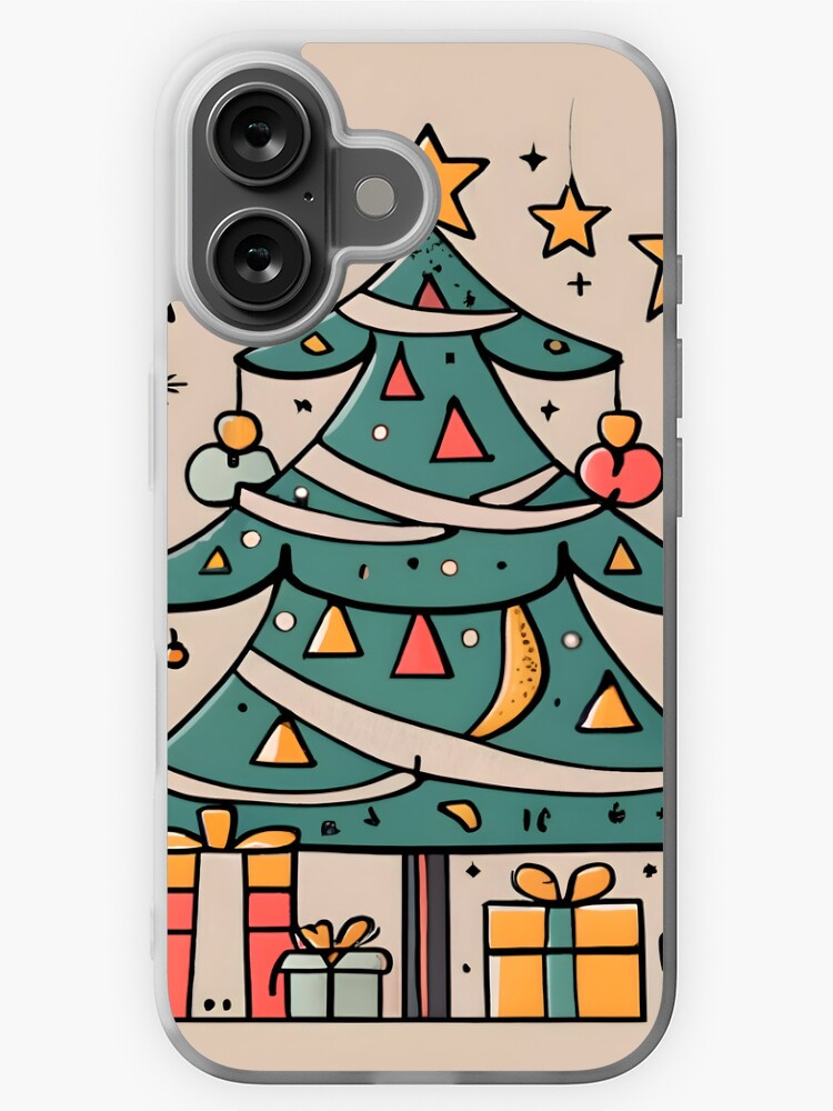 Thumbnail 1 of 5, iPhone Case, Modern Christmas Tree Minimalistic Drawing designed and sold by Patricks-Art.