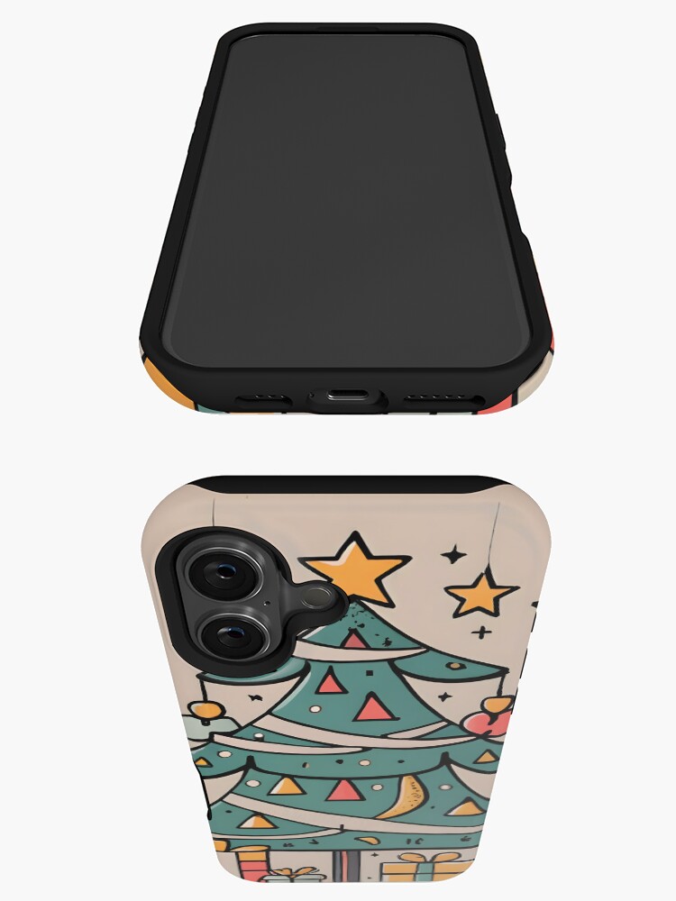 Thumbnail 3 of 4, iPhone Case, Modern Christmas Tree Minimalistic Drawing designed and sold by Patricks-Art.